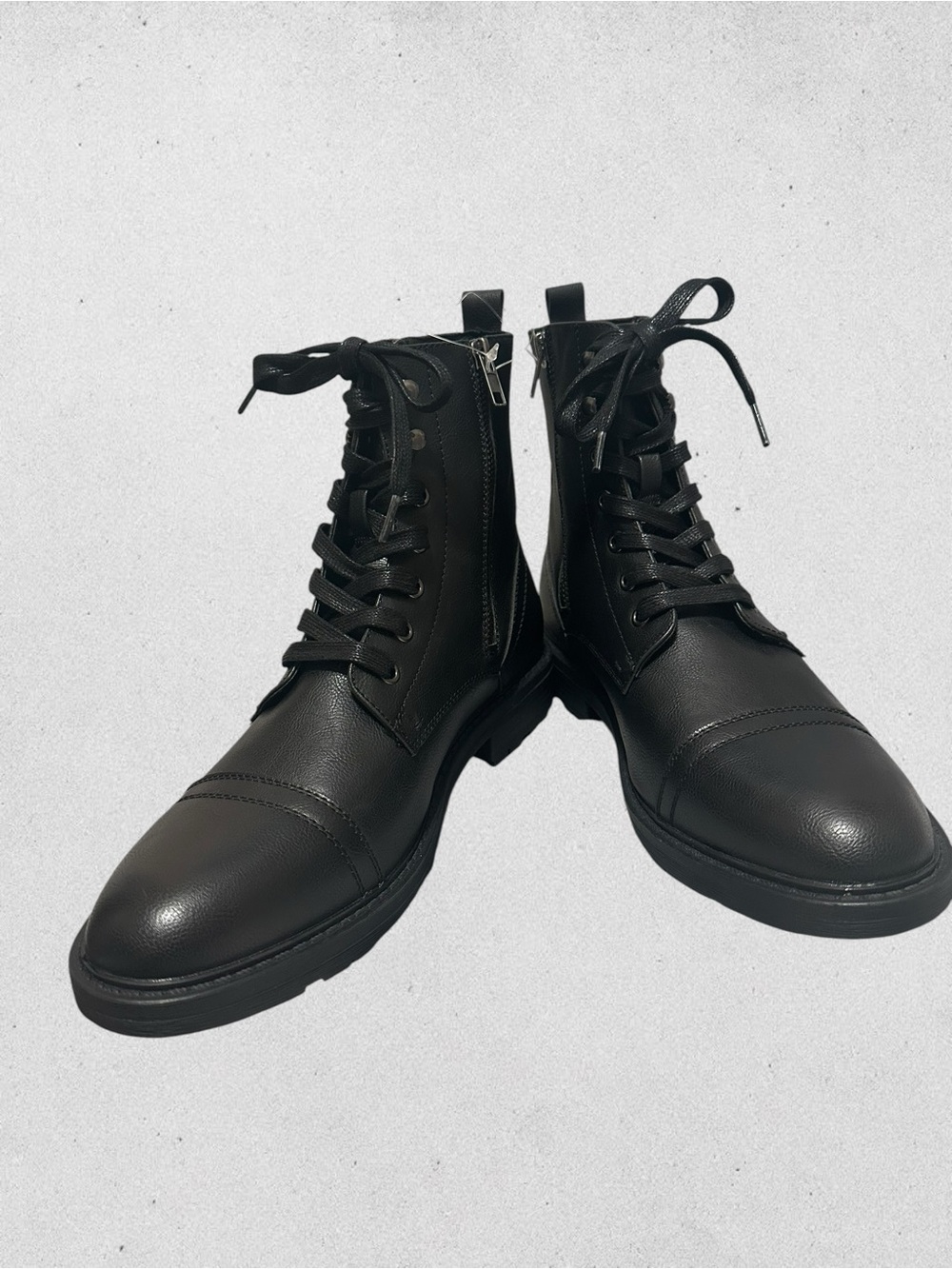 Unlisted. Black Lace-Up Side-Zip Leather Boots
